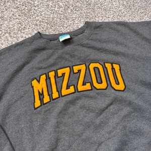 MIZZOU Missouri Tigers Champion Fleece Men XXL Gray Crewneck Pullover Sweatshirt